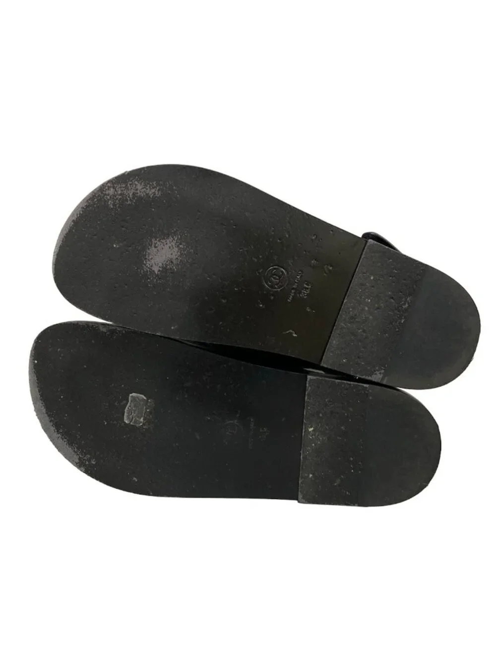 Chanel Sandals Black Quilted Gold CC Logo